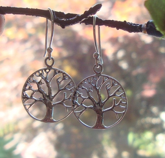 Orecchini Albero Della Vita In Argento 925 Con Pietra Di Luna A Mezzaluna - Gioielli Artigianali Significativi, Eleganti E Ipoallergenici, Regalo Perfetto Per Natale O Compleanno