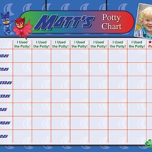 PJ Masken Potty Chart - Potty Training Chart - Potty Reward Chart - Potty Sticker Chart - Personalisiert, druckbar, Chores Chart