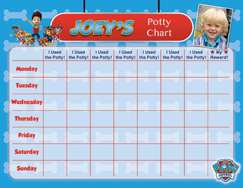 Downloadable Free Printable Paw Patrol Potty Chart