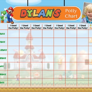 Super Mario Brothers Potty Chart - Potty Training Chart - Potty Reward Chart - Potty Sticker Chart - Personalisiert, druckbar