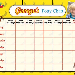Curious George Potty Chart - Potty Training Chart - Potty Reward Chart - Potty Sticker Chart - Personalizado, Personalizado, Imprimible, DIGITAL