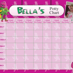 Barney Potty Chart - Potty Training Chart - Potty Reward Chart - Potty Sticker Chart - Personalisiert, druckbar, Chores Chart