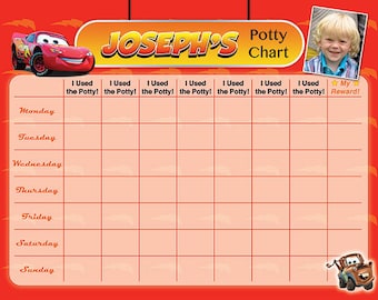 Cars Lightning McQueen Potty Chart - Potty Training Chart - Potty Reward Chart - Potty Sticker Chart - Customized, Personalized, Printable