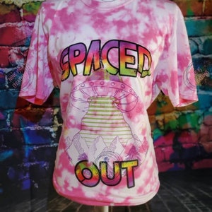 Spaced Out, Spaced Out Shirt, Bleached Shirt, UFO, UFO Shirt, Alien, Alien Shirt,