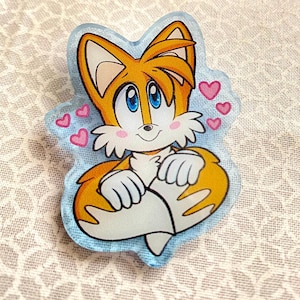 Acrylic Tails Pin with Semi Transparent Blue Background - 2 INCH