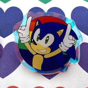Sonic the Hedgehog LGBTQ-acrylspelden 1,5" regenboog