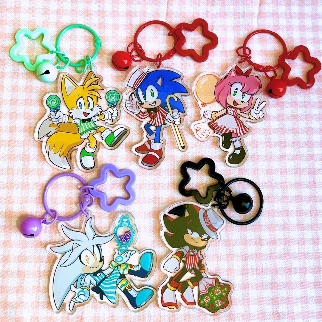 Candy Stripes Keychains 2.5 Inches Sonic, Amy Rose, Tails, Shadow ...