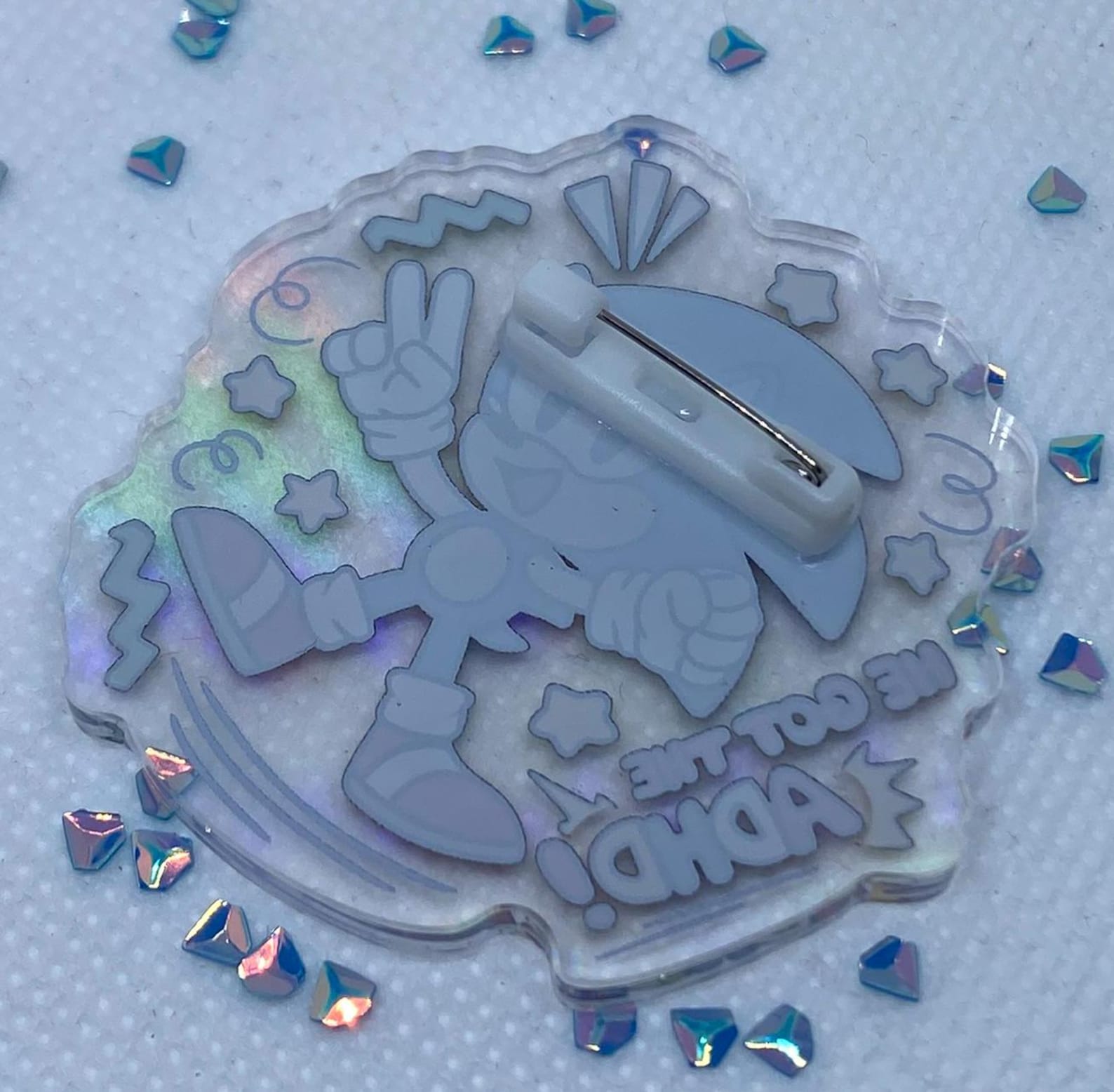 ADHD Sonic the Hedgehog Holographic Iridescent Pin Button - Etsy