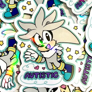 Autistic Silver the Hedgehog 2.5" Rainbow Holographic Sticker