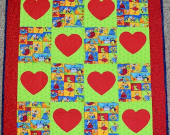 Hearts and Fairies Squares Pattern - BABY QUILT – Red & Green
