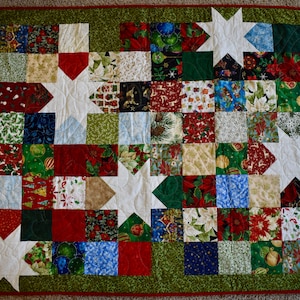 Stars and Squares – LAP QUILT – Christmas Colors