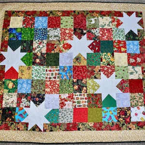 Stars and Squares – LAP QUILT – Christmas Colors