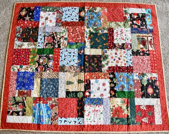 Scrappy Christmas Square Design – LAP QUILT – Christmas Colors
