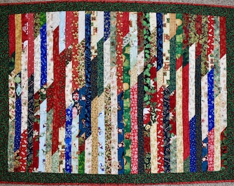 Scrappy Christmas Strip Design – LAP QUILT – Christmas Colors