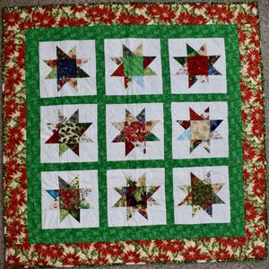 Stars in Squares – LAP QUILT – Christmas Colors