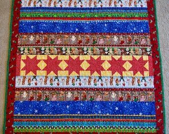 Christmas Teddy Bears – HOLIDAY LAP QUILT – Red, Green and Blue