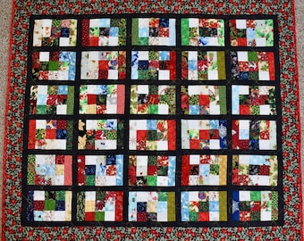 Scrappy Christmas Square Design – LAP QUILT – Christmas Colors
