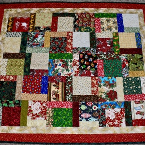 Scrappy Christmas Square Design – LAP QUILT – Christmas Colors