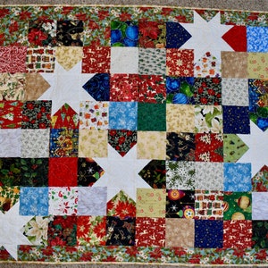 Stars and Squares – LAP QUILT – Christmas Colors