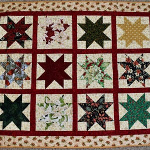 Stars in Squares – LAP QUILT – Christmas Colors