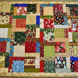 Scrappy Christmas Square Design – LAP QUILT – Christmas Colors