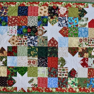 Stars and Squares – LAP QUILT – Christmas Colors