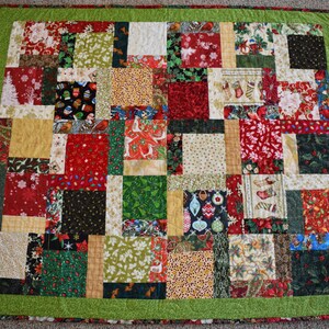 Scrappy Christmas Square Design – LAP QUILT – Christmas Colors