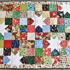 Stars and Squares – LAP QUILT – Christmas Colors