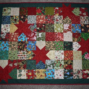 Stars and Squares – LAP QUILT – Christmas Colors