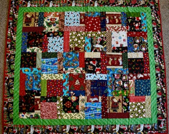 Scrappy Christmas Square Design – LAP QUILT – Christmas Colors