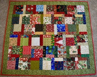 Scrappy Christmas Square Design – LAP QUILT – Christmas Colors