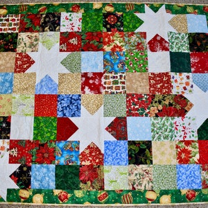 Stars and Squares – LAP QUILT – Christmas Colors