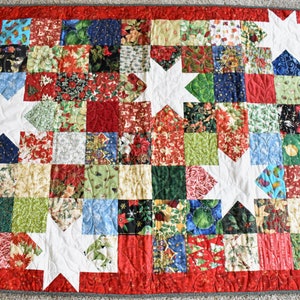 Stars and Squares – LAP QUILT – Christmas Colors