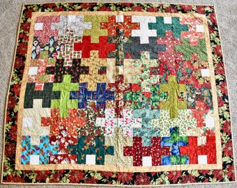 Scrappy Christmas Square Design – LAP QUILT – Christmas Colors
