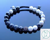 Feng Shui Black Micro Pave Natural Gemstone Bracelet 7-8 39 39 Macrame Healing Stone Chakra Reiki With Pouch FREE UK SHIPPING