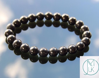 Natural Jet Bracelet 6mm or 8mm Beads | Elastic cord | Black JET Stone | Chakra | Protective Stone | Fossilised wood | Handmade UK