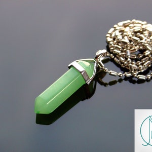 Gemstone Necklace Green Aventurine Natural Point Pendant