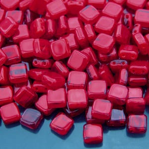25pcs Czechmates Tile Beads 91260 Red Oxblood Czech Beads Jewellery Making | Transparent Wine Red Square Beads