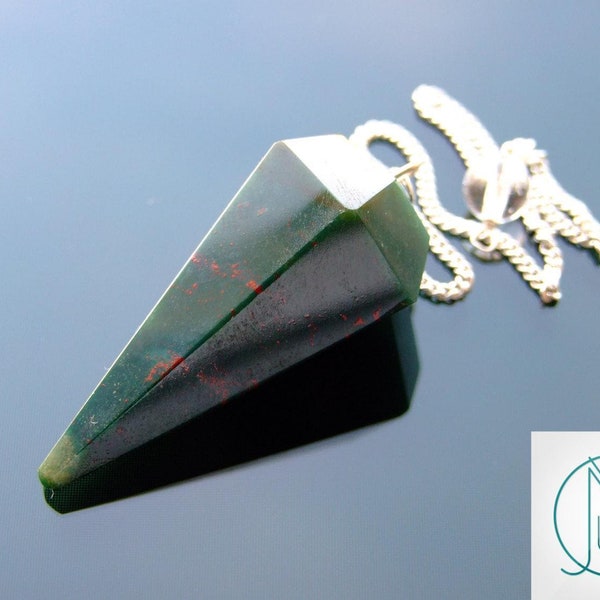 Bloodstone Pendulum Natural Gemstone Point Dowsing Scrying Divination Crystal Dowser Reiki Chakra Healing Stone