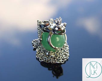 Aventurine Frog Natural Gemstone Pendant Necklace 50cm Chakra Healing Stone with Pouch