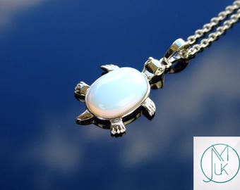 Opalite Turtle Manmade Gemstone Pendant Necklace 50cm Chakra Healing Stone With Pouch FREE UK SHIPPING