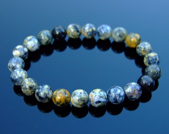 EvaDane Natural Ocean Jasper Gemstone Rope Bead Alphabet Letter R Charm Stretch Bracelet EvaDane Natural Ocean Jasper Gemstone Rope Bead Alphabet Letter R Charm Stretch Bracelet