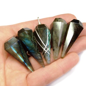 Labradorite Pendulum Necklace Gemstone Dowsing Divination | Yennefer Of Vengerberg Necklace | Wicca Necklace | Fire Labradorite Necklace | image 2