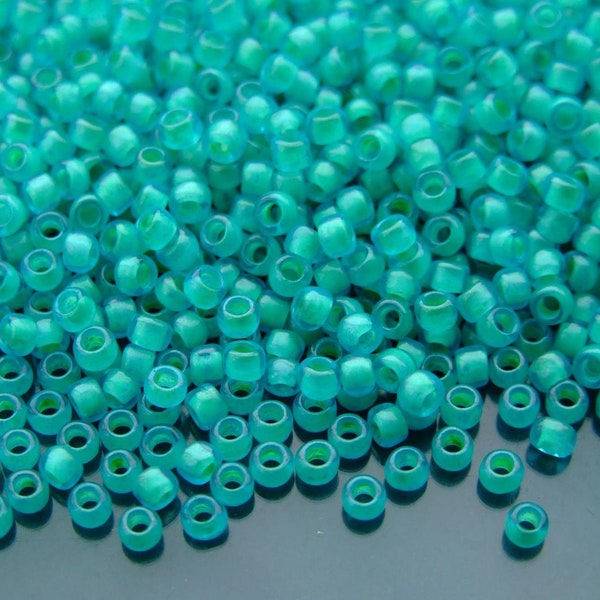 10g 954f Inside Color Frosted Aqua/light Jonquil Lined Toho Seed Beads 8/0 3mm Japan Beads Jewellery Making