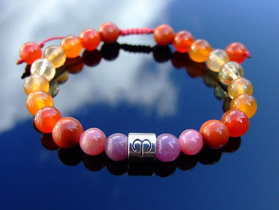 Capricorn Carnelian Lava Onyx Birthstone Bracelet 6 9 Macrame Healing Stone Chakra Reiki With Pouch Free