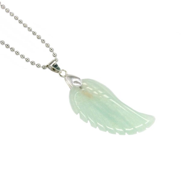 Collier avec pendentif aile d'ange en pierres précieuses d'Amazonite Pierre de guérison du chakra naturel