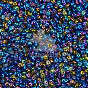 MATUBO SuperDuo Perlen IRIS Blau | 21435JT | Zwillingsperlen | Zwei Loch Superduo Tschechische Glasperlen | Schmuckherstellung | Perlen UK