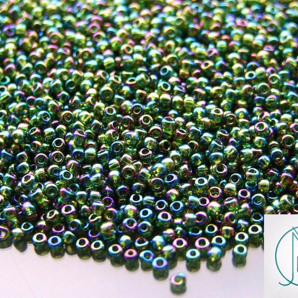 50g Wholesale TOHO Beads 180 Transparent Olivine Rainbow 11/0