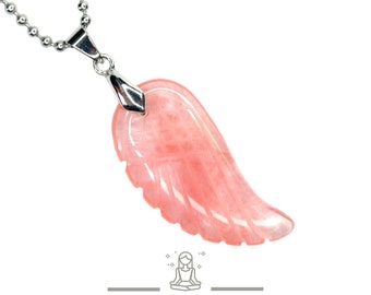 Cherry Quartz Angel Wing Necklace Natural Gemstone Pendant
