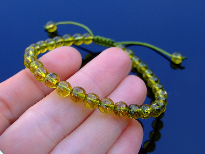 Peridot Natural Gemstone Macrame Bracelet 6mm 6-9'' Healing Stone Chakra Reiki image 2